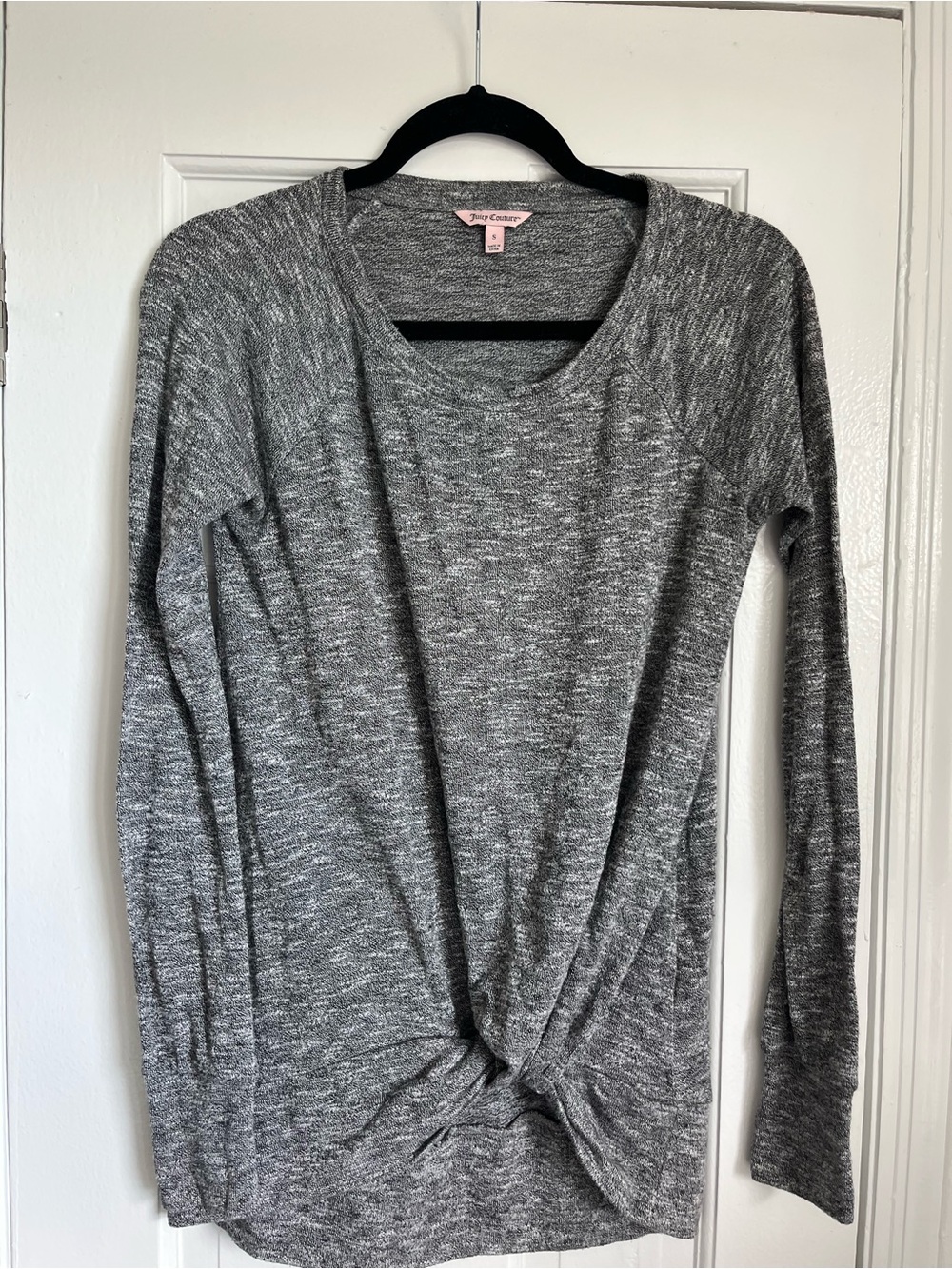 Juicy Couture Small Oversized Gray Long Sleeve Twist-Hem Top